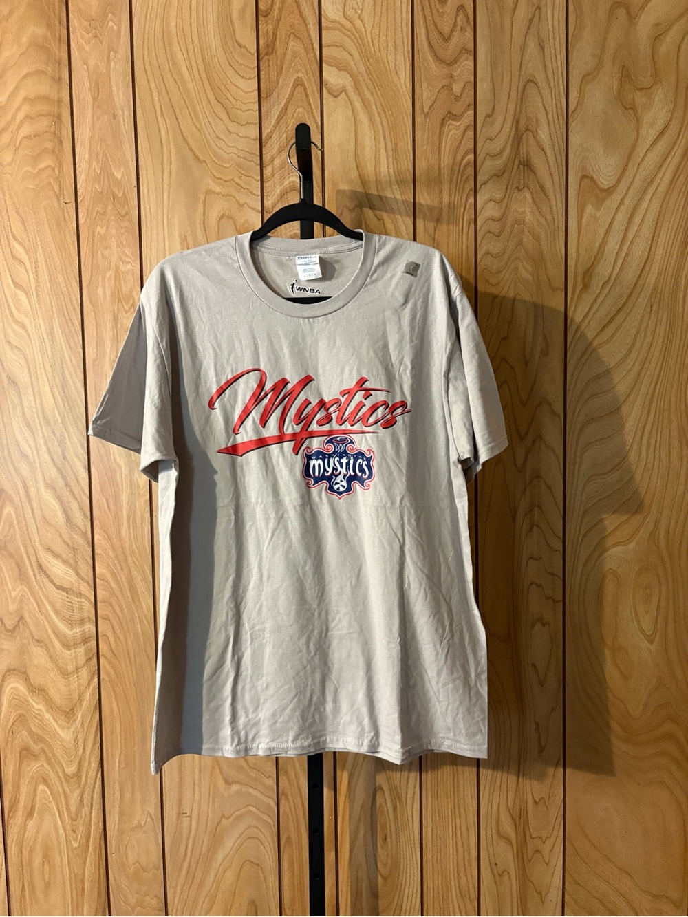 Port and Company Light Gray Mystics Tee with Red Script